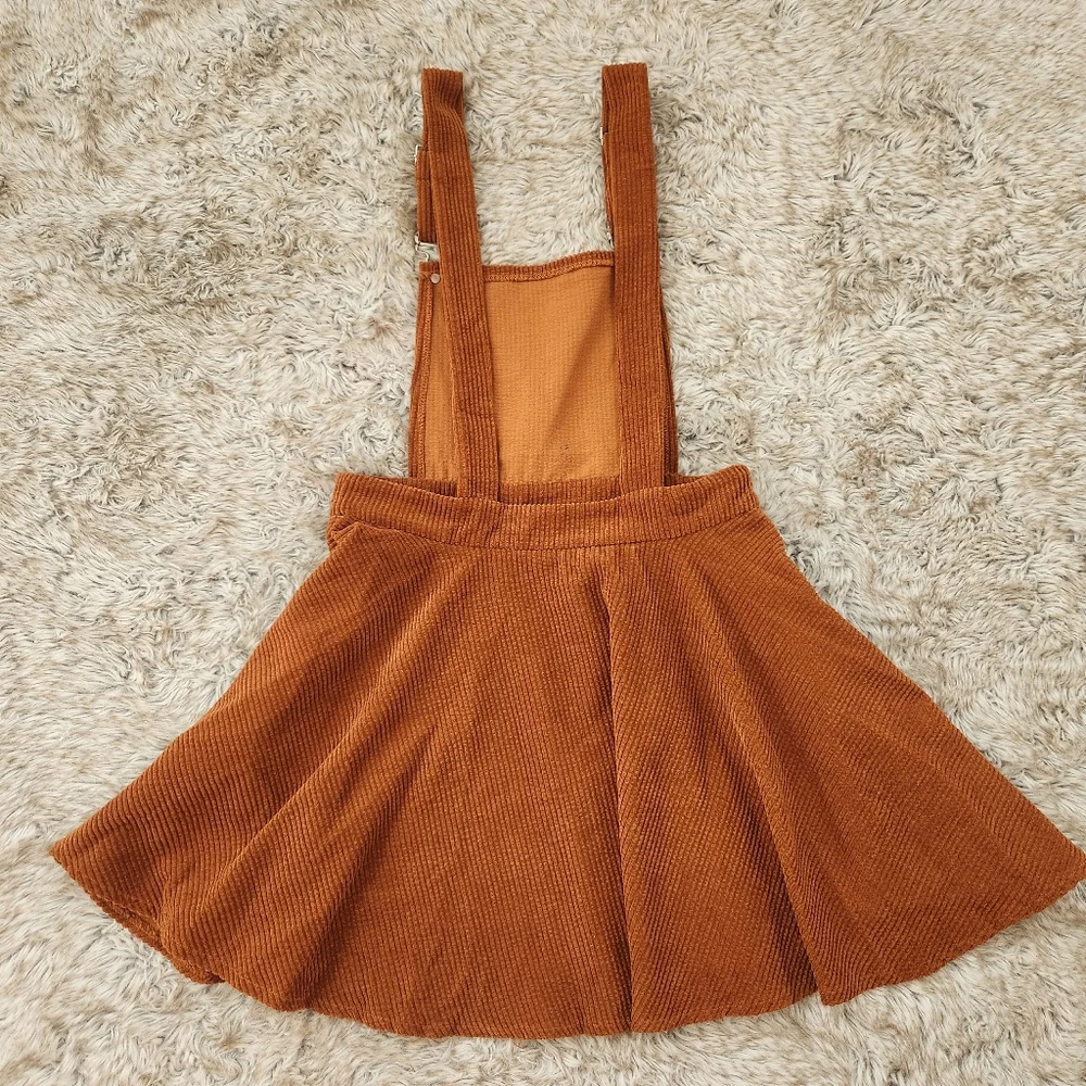 SHEIN Brown Corduroy‎ Overall Mini Dress Women's Size Medium